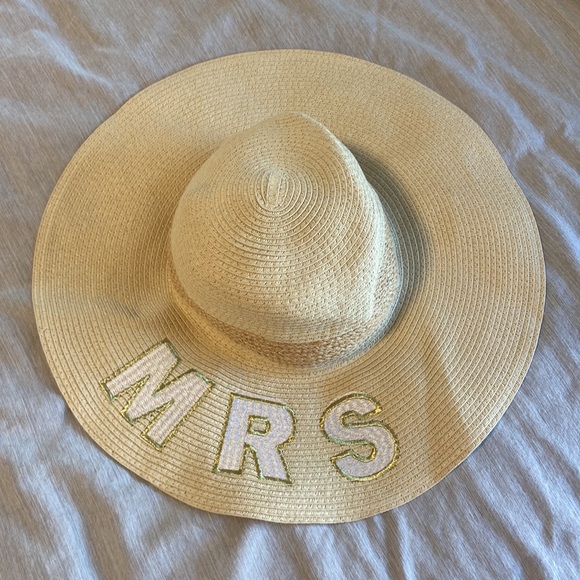 NWT SHIRALEAH "MRS" HAT, NATURAL - Picture 3 of 5